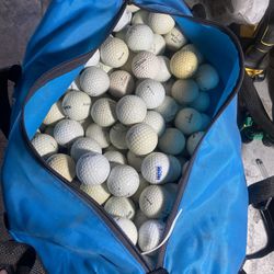 Vintage Old Golf Balls In Vintage Duffle Bag