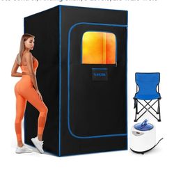 NEW Portable Sauna Box, Steam Sauna Tent for Home with Steamer, Remote Control, Folding Chair, 9 Levels, 2.6’ x 2.6’ x 5.9’