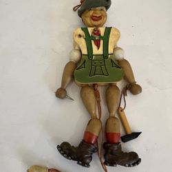 Vintage Jumping Jack Dutch boy Wooden Pull String Toy Puppet Toy
