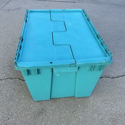 Large Storage Bin Storage Tote Box with Hinged Lid 21.5x15x13h