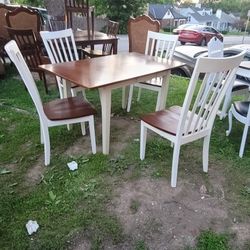 Nice Dining  Room Set  & 4chairs  Table Has Leaf  Built Together 