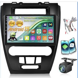 Car Stereo for Ford Fusion Mondeo Mustang 2009 2010 2011 2012 (Black) with Carplay & Android Auto - 4+64G Android 15 Touchscreen Radio with EQ DSP/Coo