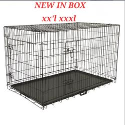 Brand New In Box 48" Xxl'xxxl Dog Crate Foldable Portable Animal Cage 2 Doors With Floor Tray Up To 125lbs Dog Kennel Animal Anxiety Pet Cage 