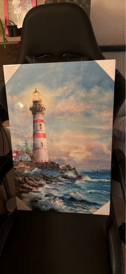 Lighthouse Coastal Scene Canvas Wall Art