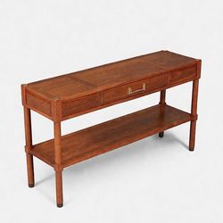 Mid-Century Modern Walnut Console Table w/ Bookshelf, c.1960's - Delivery Available