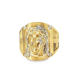 10k Yellow Gold Jesus Ring 