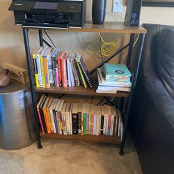 Rustic Bookcase With Metal Legs And 3 Tier Shelves
