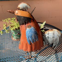 Recycled Scrap Metal Rooster Yard Art - 14” Tall 