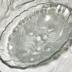 Indiana Glass Oval Platter - "Harvest Grapes" - Clear/Frosted