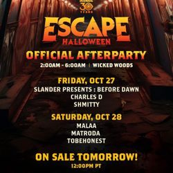 ESCAPE AFTER PARTY SATURDAY