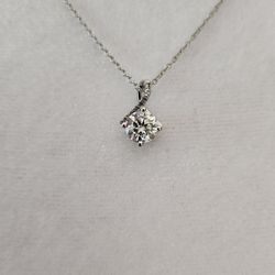 1 Carat 6.5mm Moissanite Sterling Silver Pendant Necklace 