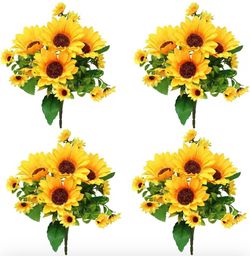 Artificial Sunflowers! 4 pack! Brand new in box! See all pics!