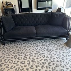 ZGallerie Hampstead Black Velvet Stud Sofa & Chair