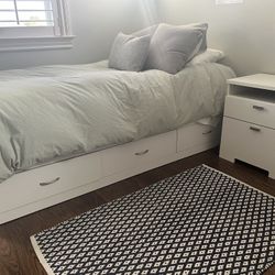 Twin Bed, Night stand, Shelving unit
