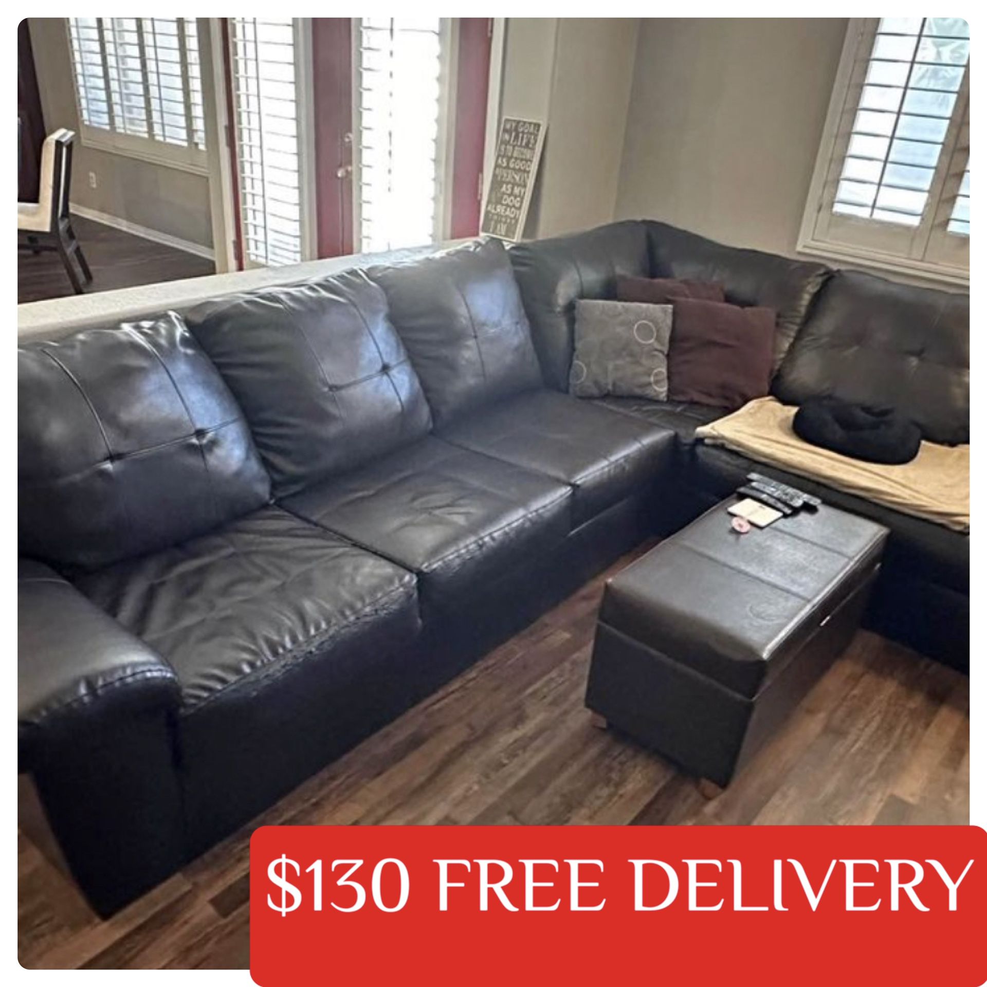 2 Piece Leather SECTIONAL couch sofa recliner (FREE CURBSIDE DELIVERY) 