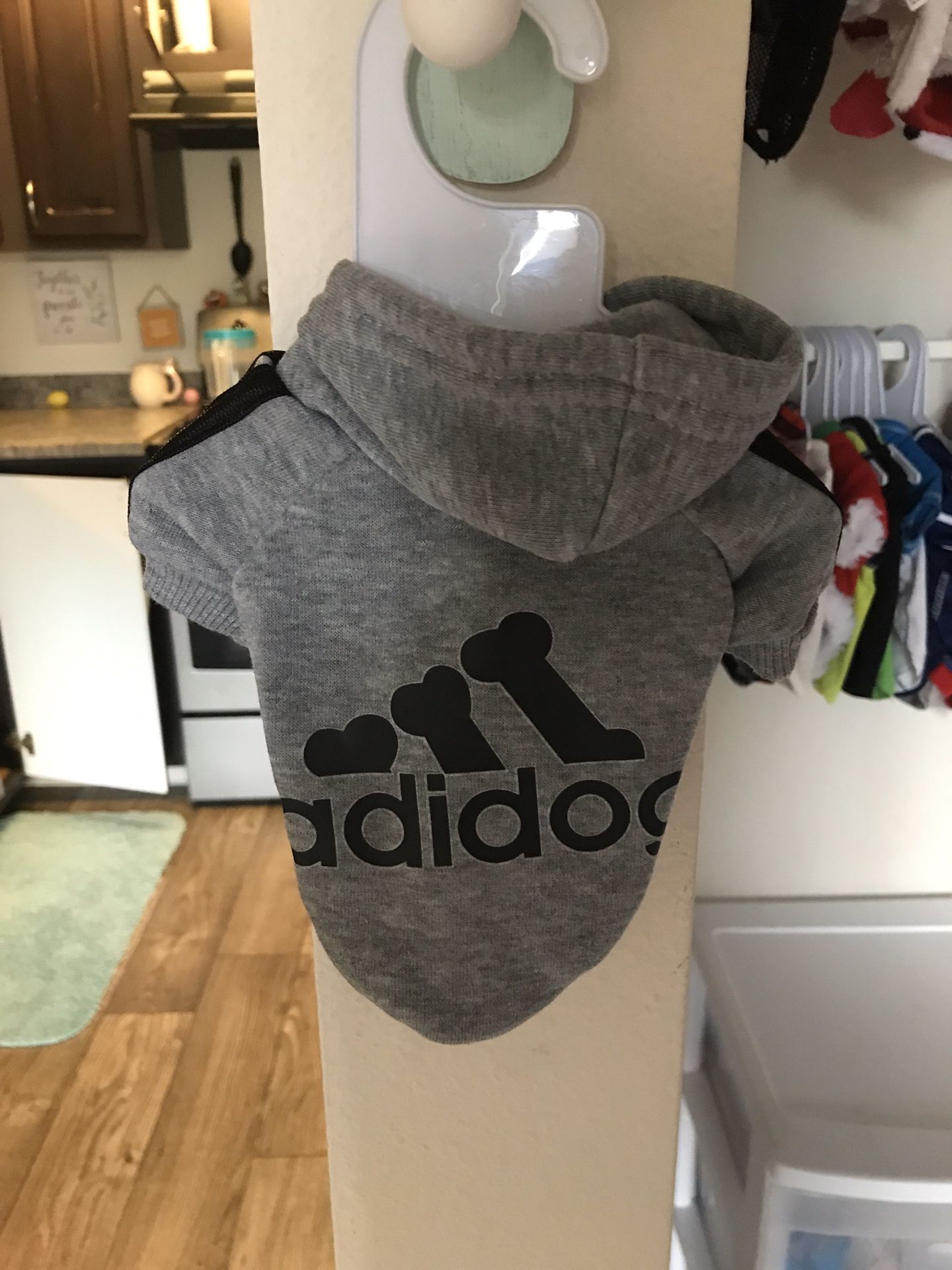 Adidas adidog Grey xxs Xs jacket coat hoodie for puppy dogs cats kittens