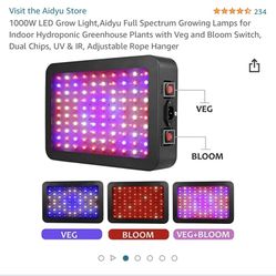 1000W LED Grow Light,Aidyu Full Spectrum Growing Lamps for Indoor Hydroponic Greenhouse Plants with Veg and Bloom Switch, Dual Chips, UV & IR, Adjusta