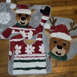 Home Avanti REINDEER Bathroom Rug, Mat, Seat Cover Set