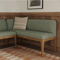 Article-  Rosin 56.75" Left Corner Banquette-Smoked Oak and Welsh Green