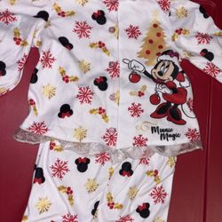 New. Soft Flannel Minnie Holiday Pjs. 12mos