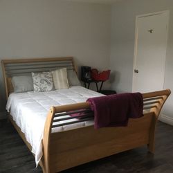 Queen Bed Frame + Bed $160