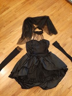 Black Dress All Occasions ~Halloween Costume Black Bride Size S Comes With Gloves And Veil