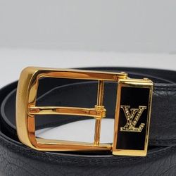Louis Vuitton Original Men's Black Leather Belt - A Must Have 