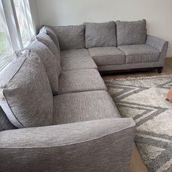 Modern Gray L-Shaped Sectional Sofa – 100” Wide, Clean & Comfortable