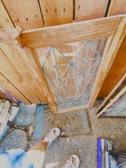 Leaded glass door
