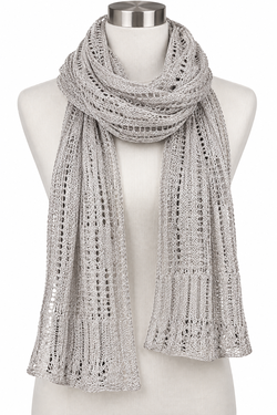 Women's Grey and Silver Scarf-wraps