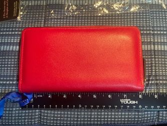 Red Leather Zip-Around Wallet