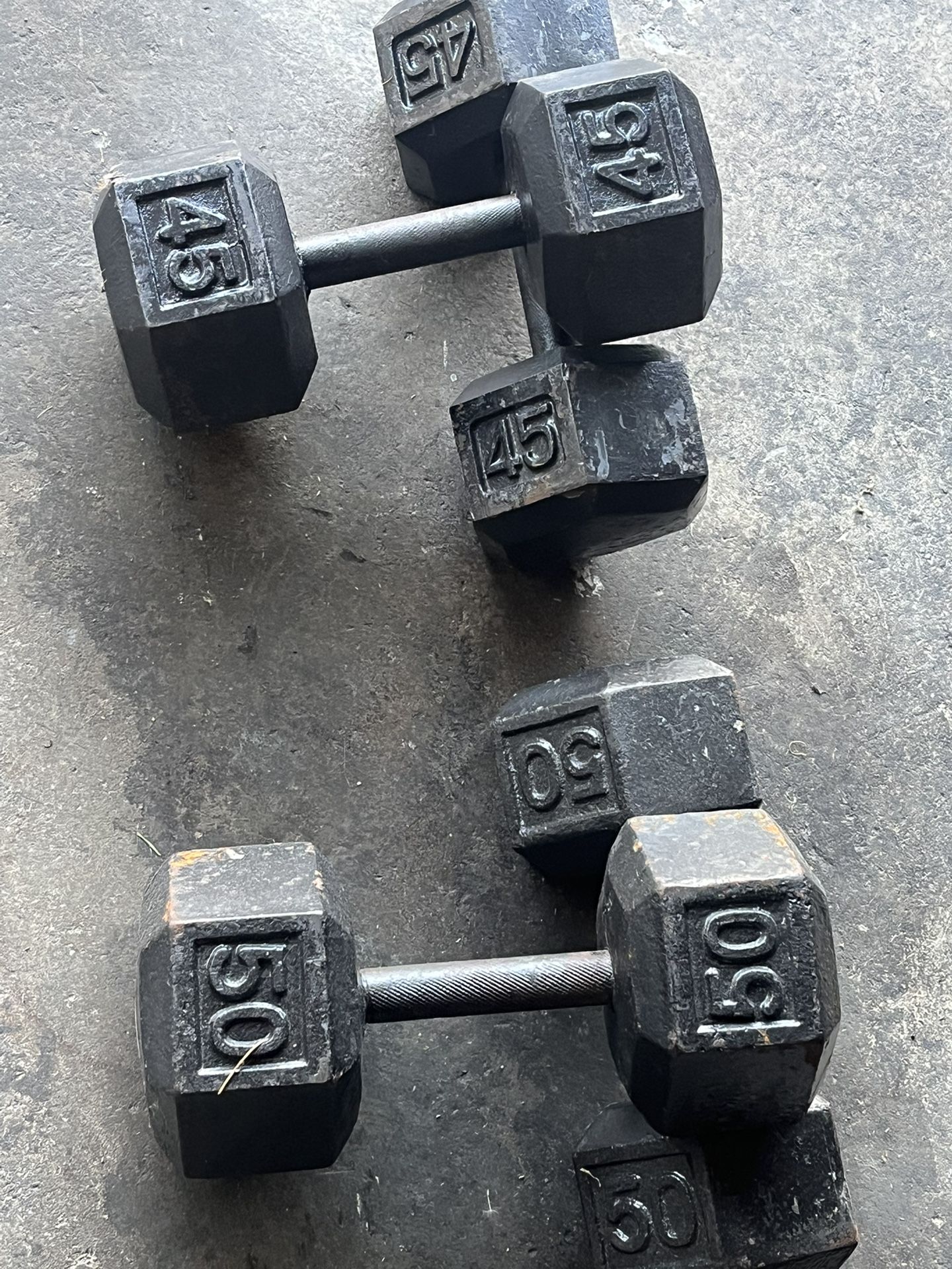 Dumbbells set of 50s set of 45s