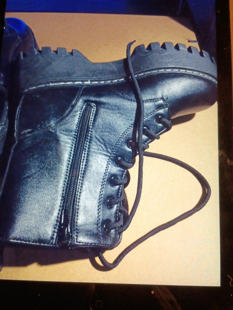 ROUGE  WILD FABLE BLACK LOGAN LUG COMBAT ZIPPER COMBAT BOOTS SIZE 8.5