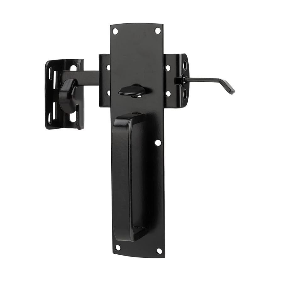 Self-Closing Thumb Gate Latch - Heavy Duty for Wooden, Metal & Vinyl Fences - Black Finish