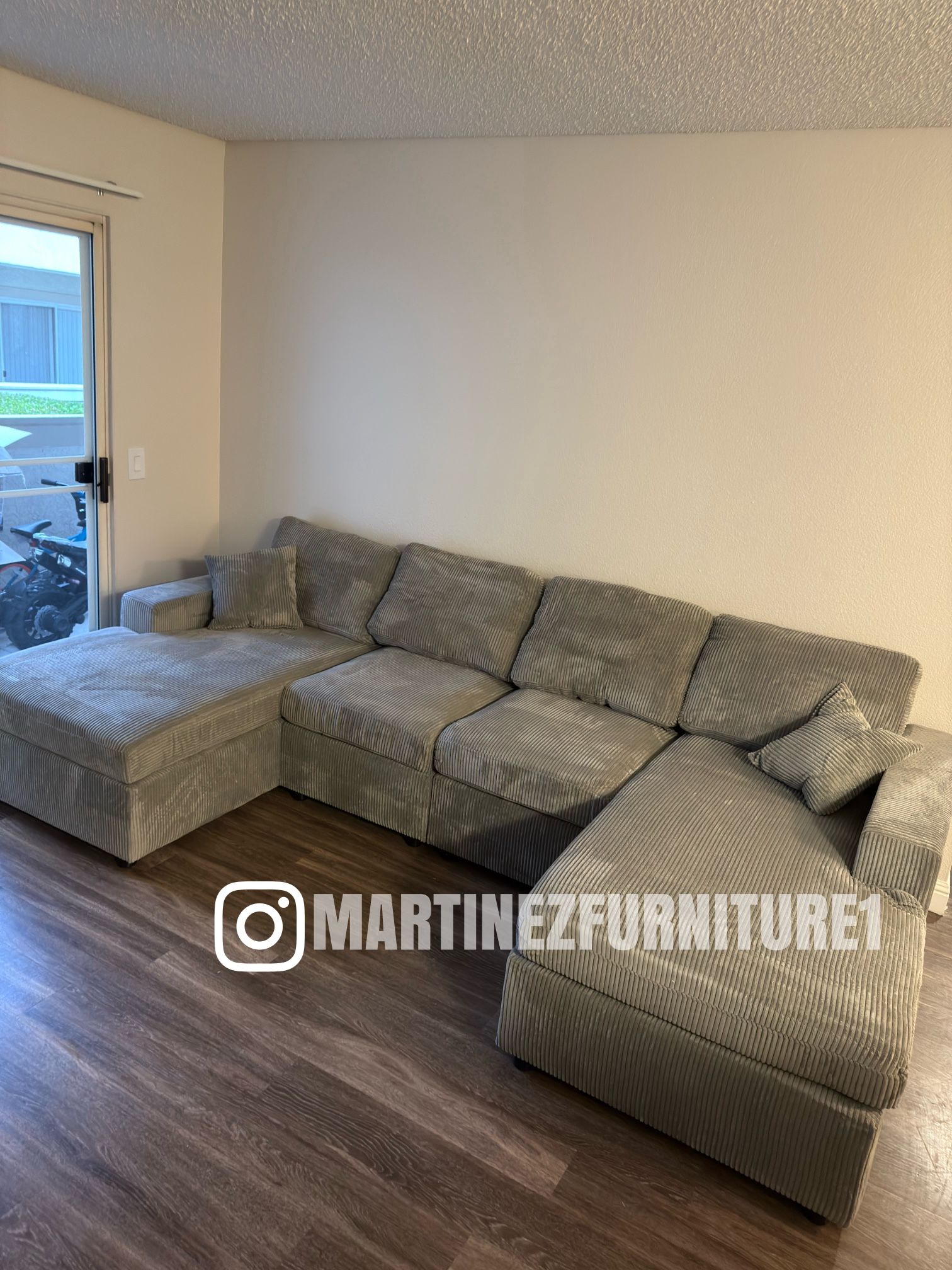 BRAND NEW LIGHT GREY CORDUROY DOUBLE CHAISE SOFA COUCH