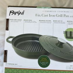 8 In Cast Iron Grill Pan With Lid 