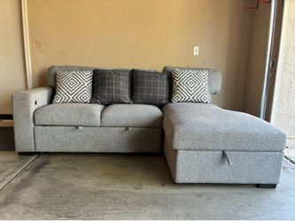 Gray fabric sectional sleeper sofa with storage Chase