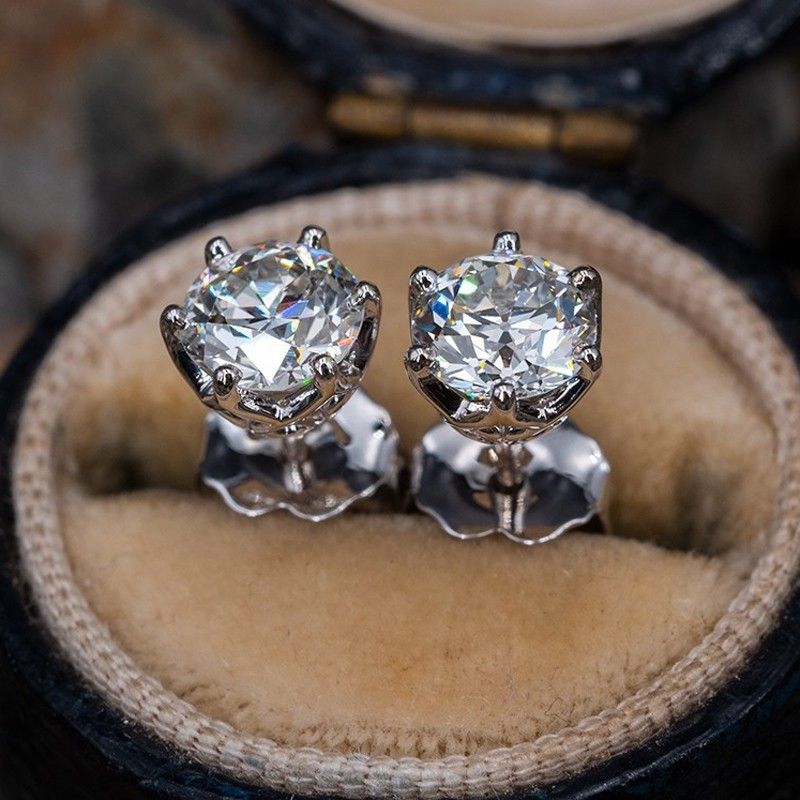 "Pure Round CZ 925 Silver Plated Vintage Earrings for Women, P1039
 
  