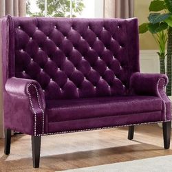 Brand New Accent Loveseat Bench Glam Velvet  Or Leatherette Crystal Tufted  Master Bedroom Or 