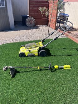 Ryobi lawn mower and trimmer