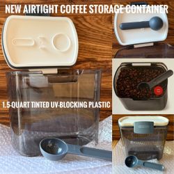 New Airtight 1.5-Quart Coffee Storage Container, UV-blocking Plastic