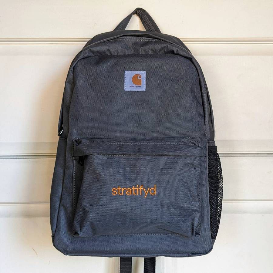 NEW Stratifyd branded Carhartt 21L grey canvas heavy duty thick polyester fabric laptop backpack bag