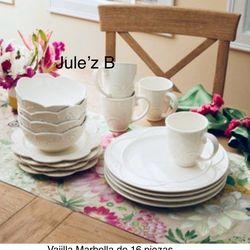 Vajilla Marbella de 16 piezas nuevas en sus cajas 🌺 princess house 🌺