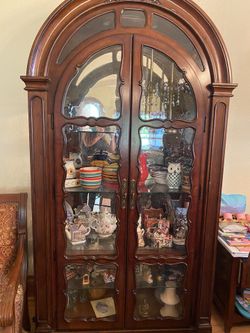 Huge Cabinets with lights and Glass shelves
