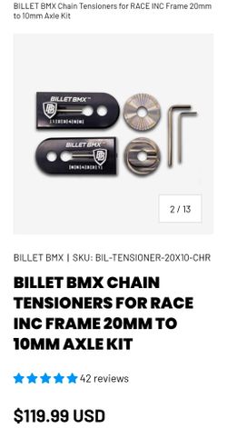 BILLET BMX Chain Tensioners for RACE INC Frame 20mm to 10mm Axle Kit