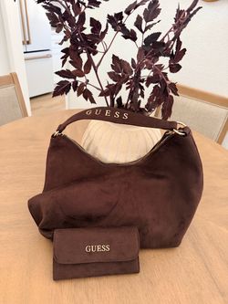 Guess brown suede purse and wallet