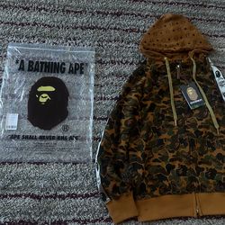 Bape X MCM Camo Zip Hoodie Size M