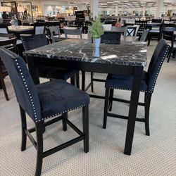 Crown Mark Furniture 1715SET-AB LENNON 5-PK CONTR HT SET ALL BLACK New Financing Available $39 Down Payment 