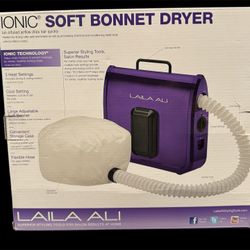 Laila Ali Ionic Soft Bonnet Hair Dryer 3 Heat 1 Cooling Settings Portable Case