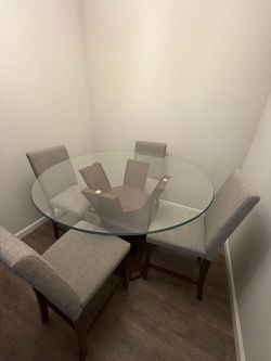 Dining glass table set with 4 chairs